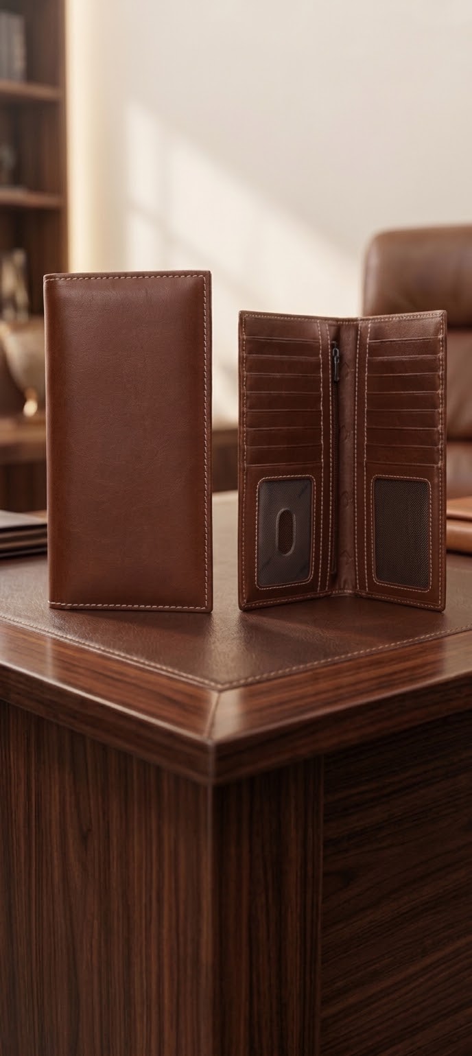 TI Signature Tall Brown Wallet
